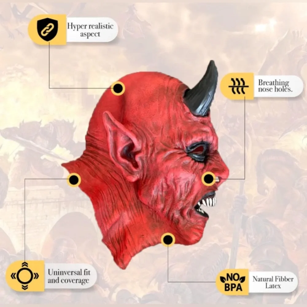 Demon Devil Mask,Devil Latex Mask Headgear,Halloween Fright. NEW!!!